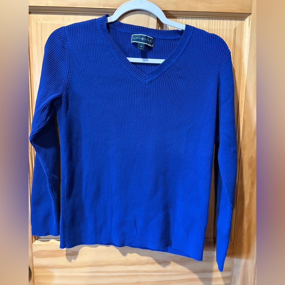 Karen Scott Royal Blue V-Neck Sweater women’s M